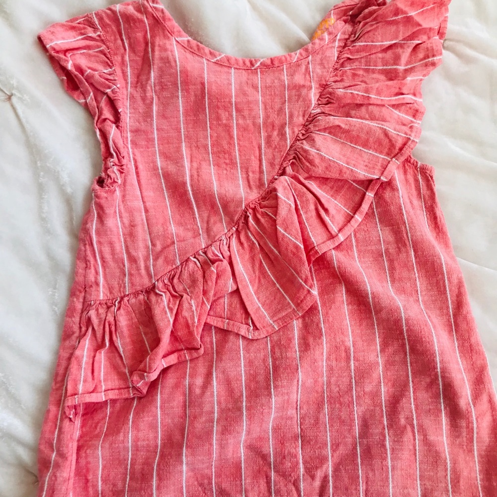 Coral ruffle blouse